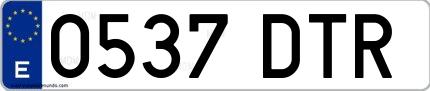 Ejemplo de matrícula española 0537 DTR