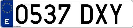 Ejemplo de matrícula española 0537 DXY