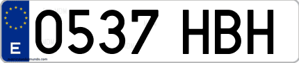 Ejemplo de matrícula de coche ordinaria 0537 HBH