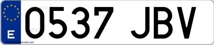 Ejemplo de matrícula española 0537 JBV