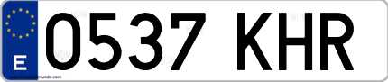 Ejemplo de matrícula de coche ordinaria 0537 KHR