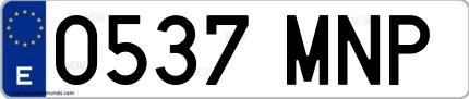 Ejemplo de matrícula de coche ordinaria 0537 MNP