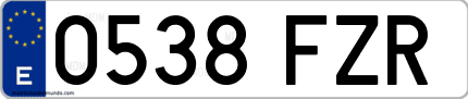 Ejemplo de matrícula de coche ordinaria 0538 FZR