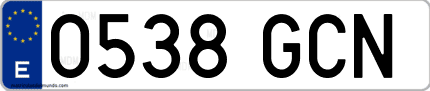 Ejemplo de matrícula de coche ordinaria 0538 GCN