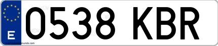 Ejemplo de matrícula española 0538 KBR