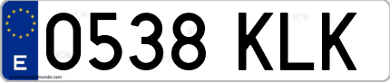 Ejemplo de matrícula de coche ordinaria 0538 KLK