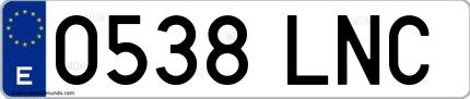 Ejemplo de matrícula española 0538 LNC