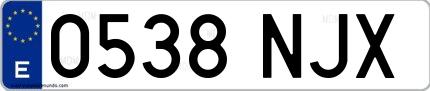 Ejemplo de matrícula española 0538 NJX