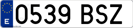 Ejemplo de matrícula de coche ordinaria 0539 BSZ