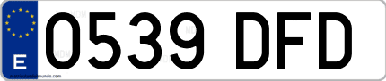 Ejemplo de matrícula de coche ordinaria 0539 DFD