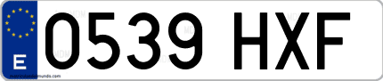 Ejemplo de matrícula de coche ordinaria 0539 HXF