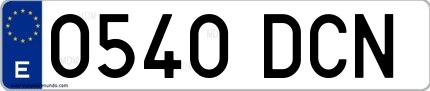 Ejemplo de matrícula española 0540 DCN