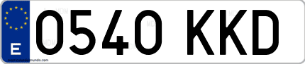 Ejemplo de matrícula de coche ordinaria 0540 KKD