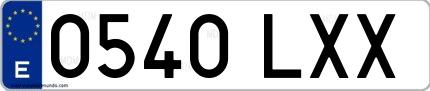 Ejemplo de matrícula española 0540 LXX
