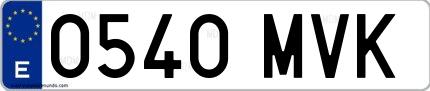 Ejemplo de matrícula española 0540 MVK