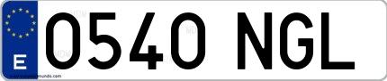 Ejemplo de matrícula española 0540 NGL