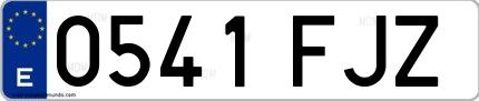 Ejemplo de matrícula española 0541 FJZ
