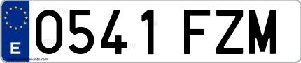 Ejemplo de matrícula de coche ordinaria 0541 FZM