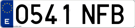 Ejemplo de matrícula de coche ordinaria 0541 NFB