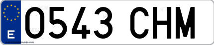 Ejemplo de matrícula de coche ordinaria 0543 CHM