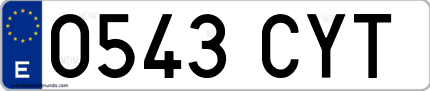 Ejemplo de matrícula de coche ordinaria 0543 CYT
