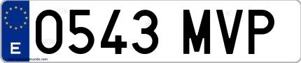Ejemplo de matrícula española 0543 MVP