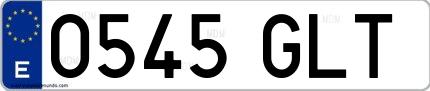 Ejemplo de matrícula española 0545 GLT