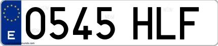 Ejemplo de matrícula española 0545 HLF