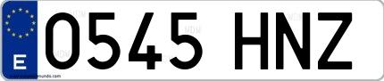 Ejemplo de matrícula española 0545 HNZ