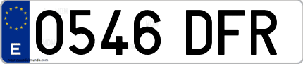 Ejemplo de matrícula de coche ordinaria 0546 DFR