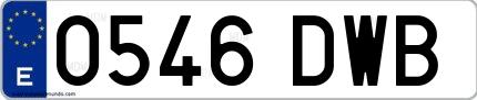 Ejemplo de matrícula española 0546 DWB
