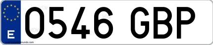 Ejemplo de matrícula española 0546 GBP