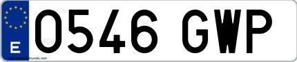 Ejemplo de matrícula española 0546 GWP