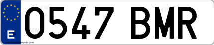 Ejemplo de matrícula de coche ordinaria 0547 BMR