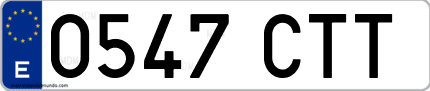 Ejemplo de matrícula de coche ordinaria 0547 CTT