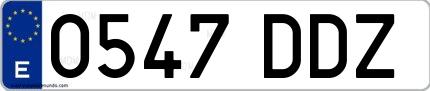 Ejemplo de matrícula española 0547 DDZ