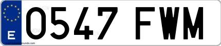 Ejemplo de matrícula española 0547 FWM