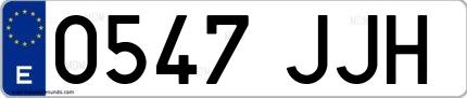 Ejemplo de matrícula de coche ordinaria 0547 JJH
