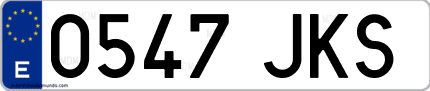 Ejemplo de matrícula de coche ordinaria 0547 JKS