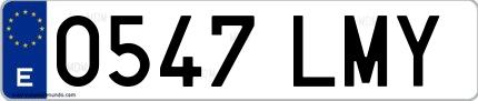 Ejemplo de matrícula española 0547 LMY