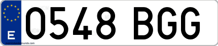 Ejemplo de matrícula de coche ordinaria 0548 BGG