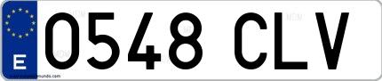 Ejemplo de matrícula española 0548 CLV