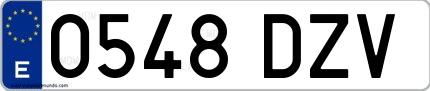 Ejemplo de matrícula española 0548 DZV