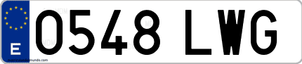 Ejemplo de matrícula de coche ordinaria 0548 LWG