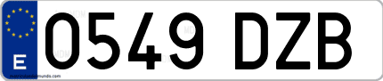 Ejemplo de matrícula de coche ordinaria 0549 DZB