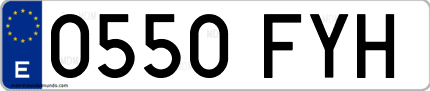 Ejemplo de matrícula de coche ordinaria 0550 FYH