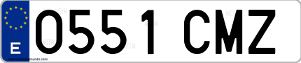 Ejemplo de matrícula de coche ordinaria 0551 CMZ