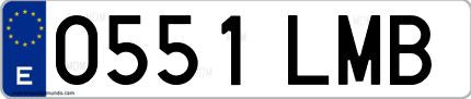 Ejemplo de matrícula de coche ordinaria 0551 LMB