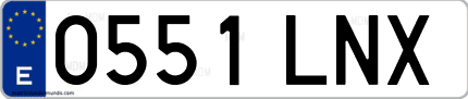 Ejemplo de matrícula de coche ordinaria 0551 LNX
