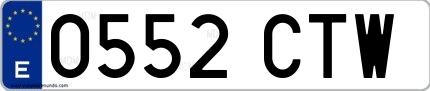 Ejemplo de matrícula española 0552 CTW